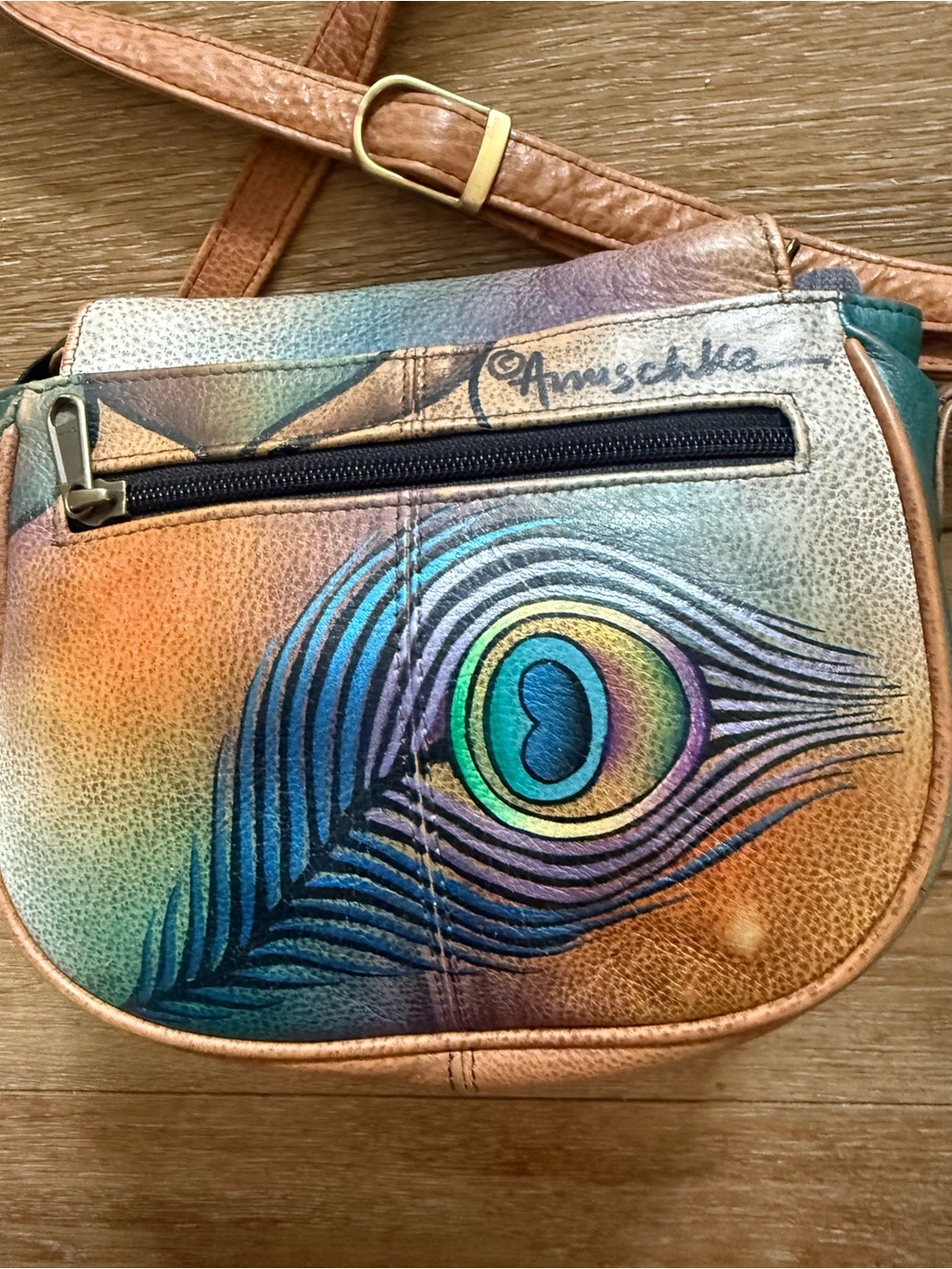 Anuschka Hand Painted Crossbody Leather Saddle Bag Crossbody - Picture 14 of 14